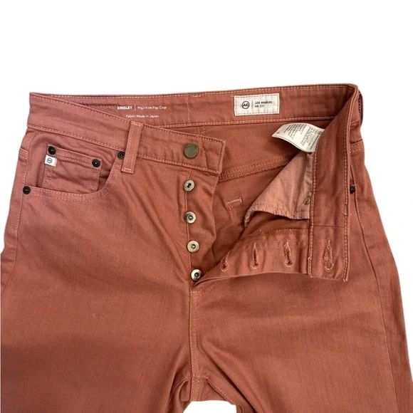 AG Kinsley High Rise Straight Crop Jeans Rust Copper Brown Size 28 - Picture 8 of 11
